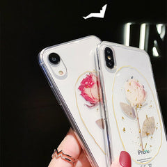 Vintage Gold Foil Rose Flower Phone Case For iPhone X XS XR XS Max Transparent Soft Silicone Cases for iphone 6 6s 7 8 plus Gift