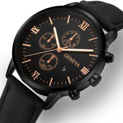 Geneva Men Watch Fashion Date Alloy Case Synthetic Leather Analog Quartz Sport Watch Mens Reloj Hombre 2019 Men Wristwatch Clock