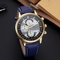 DISU Men Wrist Watch Design Leather Retro Design Leather Band Analog Alloy Quartz watch man watches mens 2019 relogios masculino