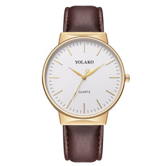 YOLAKO Men's Watch Casual Quartz Leather Band Analog watch man new arrival in men wrist watches relogios masculino
