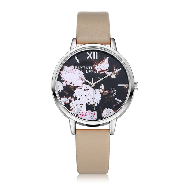 Minimalism Women Watches Flower Butterfly Dial Ladies Quartz Wristwatch Fashion Leather Strap Clock Dress Gift Zegarki Damskie50