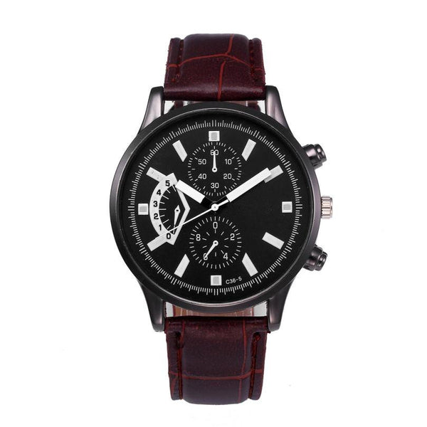 DISU Men Wrist Watch Retro Design Leather Band Analog Alloy Quartz watch man  vintage men wristwatch clock relogios masculino
