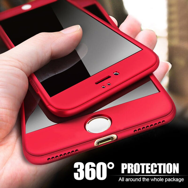 360 Degree Full Cover Anti-fall Phone Case For iPhone 6 6S Plus X Xs Max Xr 7 8 Plus With Tempered Glass Case Hard PC Shell Capa