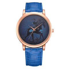 Casual  Women Watches Rose Gold  Dial Ladies Fashion Horse Pattern Quartz Wristwatch Simple Leather Strap Clock Reloj Mujer @50