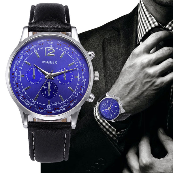 DISU Men Wrist Watch  Retro Design Leather Band Analog Alloy Quartz watch mens vintage men wristwatch clock relogios masculino