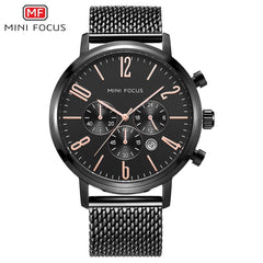 MINI FOCUS Fashion Sport Watches For Men Watch Waterproof Silver Stainless Steel Men's Wrist Watches Quartz Watches Luxury Brand