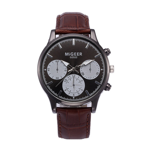 DISU Men Wrist Watch Retro Design Leather Band Analog Alloy Quartz watch man vintage men wristwatch clock men watches
