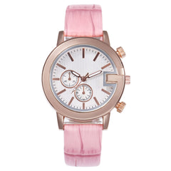 Business  Women Watches False Binocular Dial Ladies Quartz Wristwatch Solid Color Leather Strap  Meeting Clock Montre Femme@50