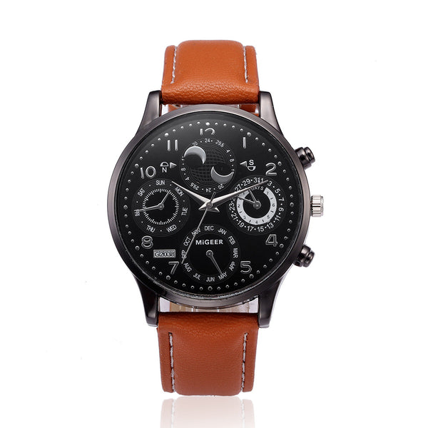 DISU Men Wrist Watch Retro Design Leather Band Analog Alloy Quartz watches men vintage men wristwatch clock relogios masculino
