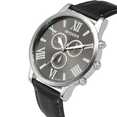 DISU Men Wrist Watch Classic Leather Strap Quartz Casual watch mens big dial watches for men relogios masculino