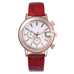 Business  Women Watches False Binocular Dial Ladies Quartz Wristwatch Solid Color Leather Strap  Meeting Clock Montre Femme@50