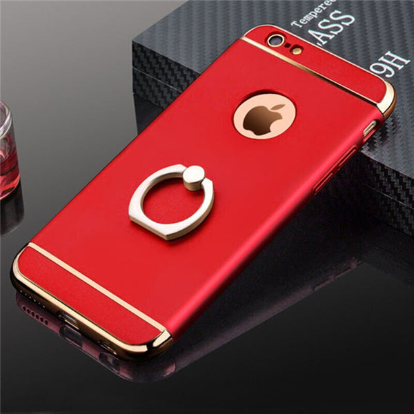 360 Degree Full Protect  Armor Phone Case For iPhone X XS XR XS Max 6 6s 7 8 plus Plating Matte Hard PC Cover With Finger Ring