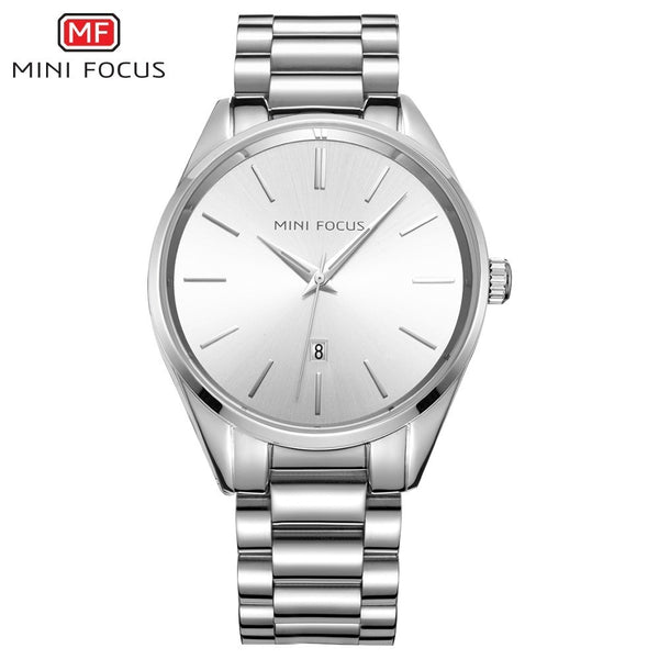 MINI FOCUS Luxury Brand Men Watches Stainless Steel Watch Men Waterproof Wristwatch Mens Quartz Fashion Black Blue Date Relogio