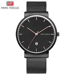 MINI FOCUS Simple Men Watches 2019 Luxury Brand Mesh Stainless Steel Watch Waterproof Men's Wristwatch Quartz Watches Men Clock