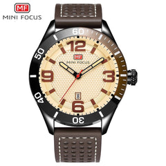 MINIFOCUS Fashion Men Watches 2019 Luxury Brand Leather Band Men's Watch Waterproof Mens Watches Quartz Calendar Date Wristwatch