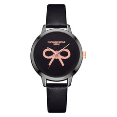 Hot Women's Watches Pink Bow Pattern Disc Ladies Quartz Movement Wristwatch Business Leather Strap  Clock Zegarki Damskie@50