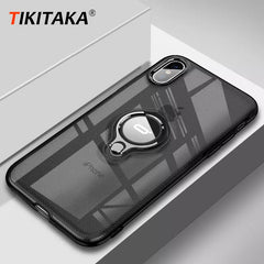 Ring Stand Case For iPhone X XS Max XR Cases Slim Soft Silicon TPU Clear Buckle Magentic Kickstand Back Cover Fundas