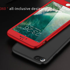 360 Full Cover Phone Case For iPhone X 8 6 6s 7 Plus 5 5s SE PC Protective Cover For iPhone 7 8 Plus Case Cover With Glass