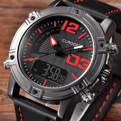 Mens Wristwatch Sports LED Military Leather Analog Quartz Gift Watch Mens Reloj Hombre 2019 Men Wristwatch Clock