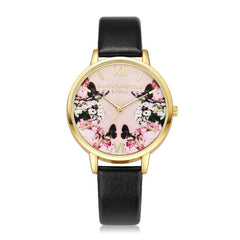 High Quality Women Watches Colorful Pattern Dial Ladies Quartz Wristwatch Simple Leather Strap Clock Casual Relogio Feminino@50