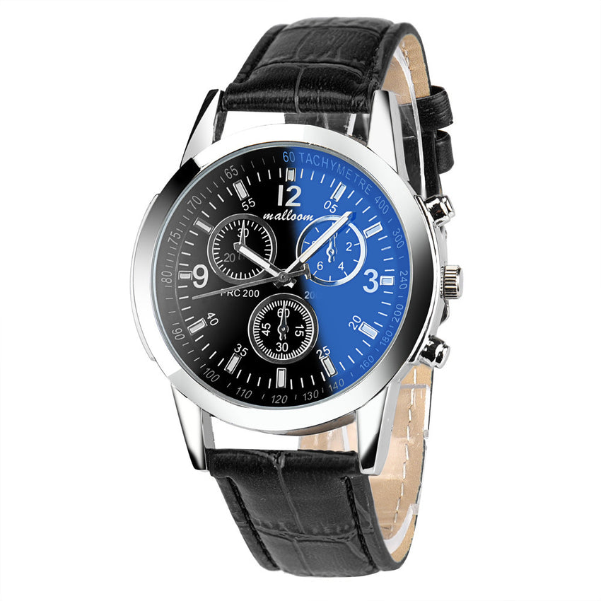 Men Wristwatch Clock Luxury Fashion Faux Leather Blue Ray Glass Quartz Analog Watch Man Montre Homme 2019 relogio masculino