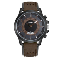 SOKI Men's Watches Fashion Big Dial Calendar Scrub Belt Military Watch Mens relojes hombre 2019 relogios masculinos