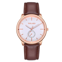 YOLAKO Men's Watch Luxurious Business Leather Belt Simple Mirror Quartz Watch Man Watches Mens 2019 relogio masculino