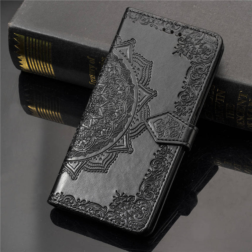 3D Floral Embossed Patterned Leather Case For Iphone XS Max 7 8 Plus Solid Card Slot Flip Cover For Iphone6 6s X10 Wallet Case