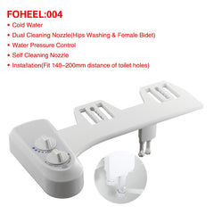 FOHEEL Non-Electric Toilet Seat Bidet Hot Cold Water Bathroom Muslim Shattaf Washing Bidet Sprayer Self-Cleaning Nozzle