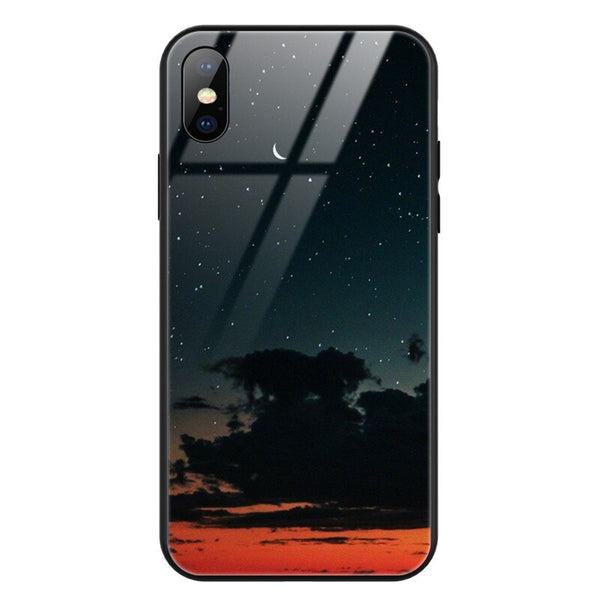 Case For iPhone XS Max XR X 8 Case Silicon Slim Back Tempered Glass Starry sky For iPhone 8 7 Plus 6 6s 8Plus Cases Cover Capa