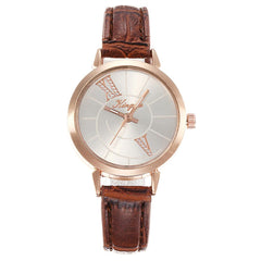 Luxury Women's Watches Leather Strap Fashion Ladies  Clock Scale Rose Gold Disc Quartz Wristwatch  Relogio Feminino@50