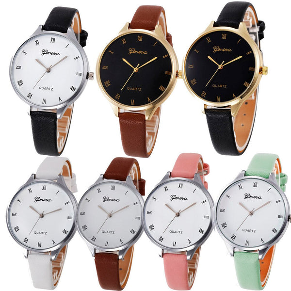 DISU Women Wrist Watch Casual Checkers Faux Leather Ladies Watches women's watch analog quartz vogue Relogio Feminino