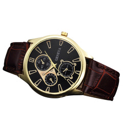 DISU Men Wrist Watch Retro Design Leather Band Analog Alloy wristwatch mens watches mens 2019 relogios masculino
