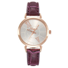 Luxury Women's Watches Leather Strap Fashion Ladies  Clock Scale Rose Gold Disc Quartz Wristwatch  Relogio Feminino@50