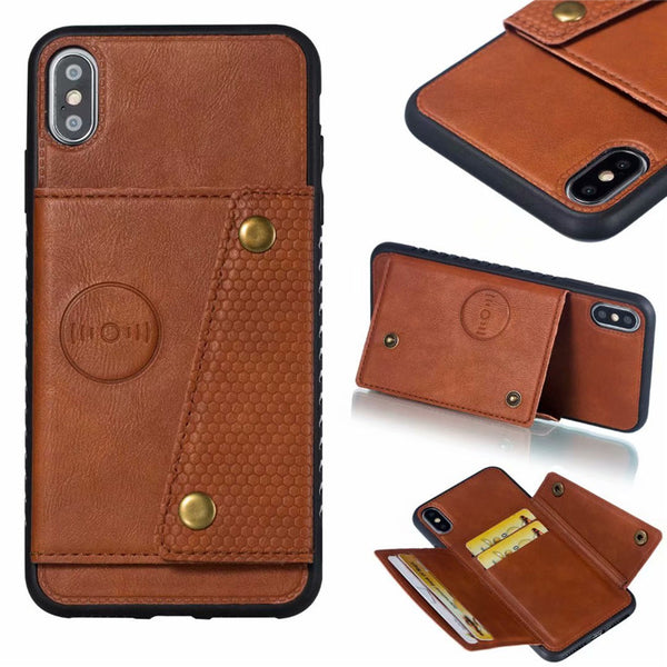 TIKITAKA Multi Card Holders Wallet Case For iPhone 11Pro Xs Max XR X Magnet Buckle Cover for iPhone 6 6S 7 8 Plus Bracket Case