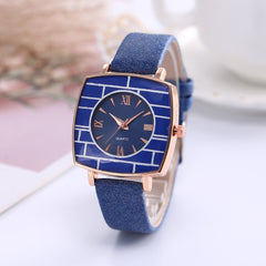 Hot Selling  Women Watch Sport Style Striped Square Dial Ladies Quartz Wristwatch Clock Simple Leather Strap Relogio Feminino@50