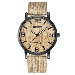 XINEW Women Men Watch Texture Imitation Wooden Retro Leather Quartz watch man vintage men wristwatch clock relogios masculino