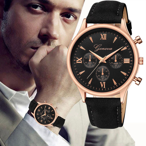 Men Wrist Watch Luxury Fashion Faux Leather Blue Ray Glass Quartz Analog Watch Man Reloj Hombre 2019 men wristwatch clock
