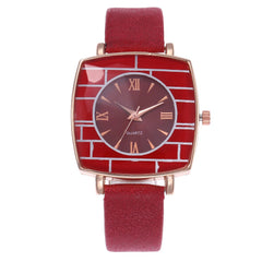 Hot Selling  Women Watch Sport Style Striped Square Dial Ladies Quartz Wristwatch Clock Simple Leather Strap Relogio Feminino@50
