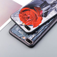 Retro Floral Flower Rose Phone Cases For iphone 8 7 6 6s Plus Fitted Cases 3D Relief Roses Soft TPU Full Protect Back Cover Capa