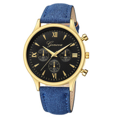 DISU Men Watches Luxury Faux Leather Blue Ray Glass Quartz Analog watch man unique watch for men relogios masculino