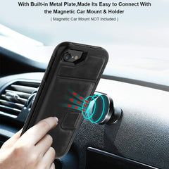 For iPhone 6 6S 7 8 Plus X XS XR XS Max Case Hybrid Tough Armor Slide Card Holder Cover Luxury Magnetic Flip Wallet Case