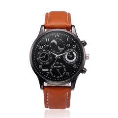 DISU Men Wrist Watch Retro Design Leather Band Analog Alloy Quartz watches men vintage men wristwatch clock relogios masculino