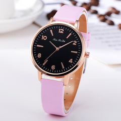 Best Selling Women Watches Black Scale Dial Ladies Simple Quartz Wristwatch Many colours Leather Strap Clock  Zegarki Damski @50
