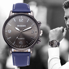 DISU Men Wrist Watch Business Leather Strap Sports Simulated Quartz wristwatch mens big dial watches for men relogio masculino