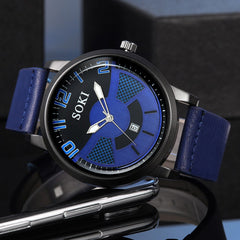 SOKI Men's Wrist Watches 2019 NEW Sport Quartz Leather Watch Man zegarek meski Men Wristwatch Clock relogios masculinos