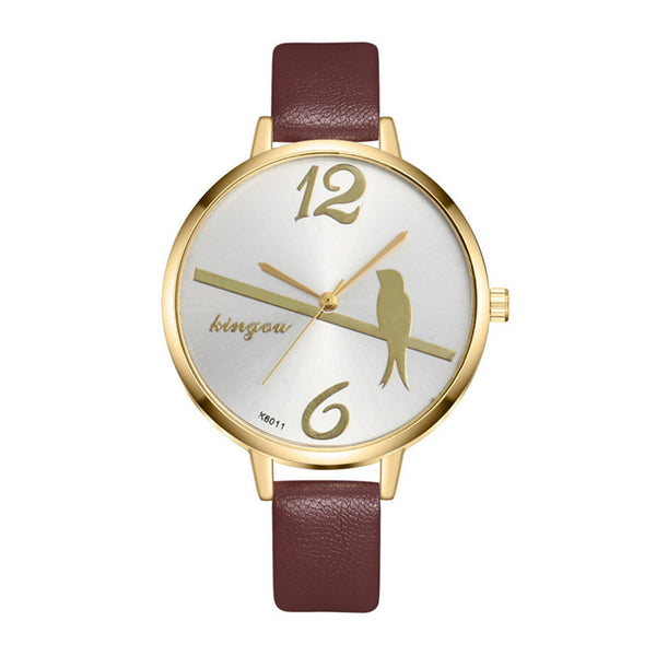 Women's Watches Fashion Geneva Brand Cute Bird Pattern On The Dial Minimalism Wristwatches High Quality Clock Zegarek Damski@50