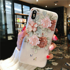 Fashion Flower Silicon Phone Case For iPhone 7 8 Plus Rose Floral Leaves Cases For iPhone X 7 6 6S Plus 5 5S SE Soft TPU Cover