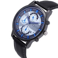 DISU Men Wrist Watch Design Leather Retro Design Leather Band Analog Alloy Quartz watch man watches mens 2019 relogios masculino