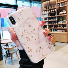 Gold Foil Bling Marble Phone Case For iPhone X Soft TPU Cover For iPhone 7 8 6 6s Plus Shining Glitter Case Coque Funda